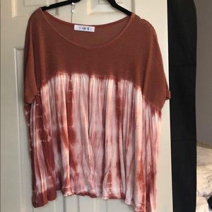 Rust and white tie dye shirt